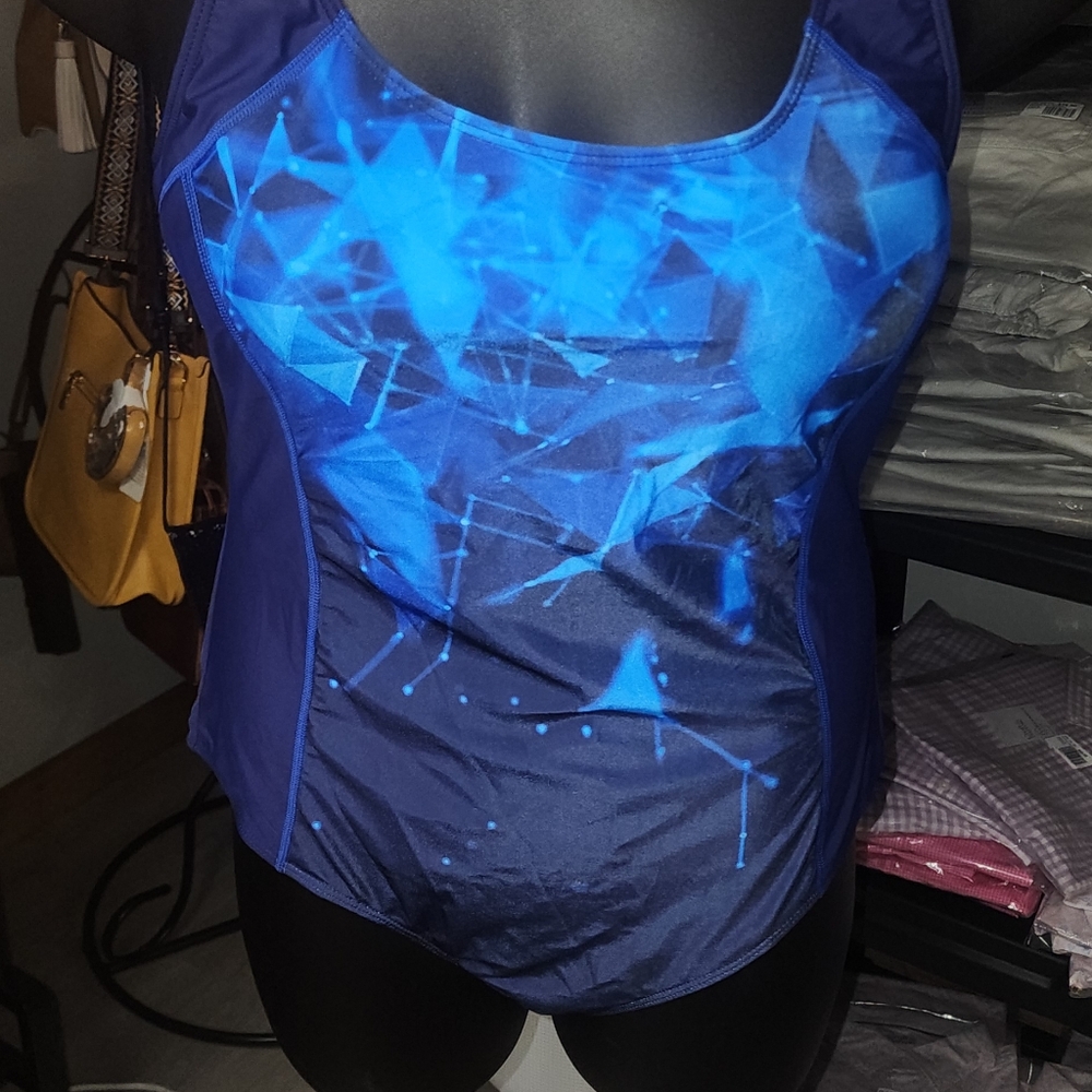 NWOT Blue Geometric Women's One Piece Swimsuit